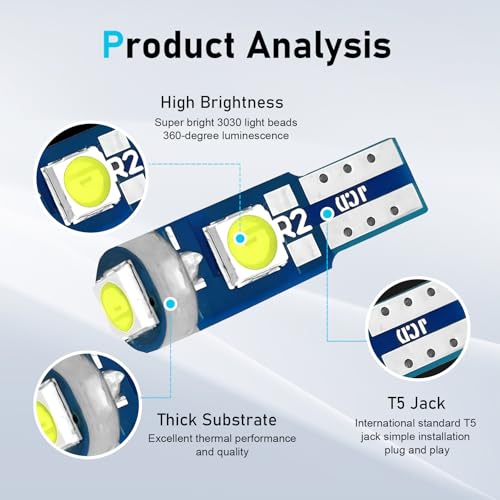 20 Lámparas LED T5 blancas para tablero de auto miniatura 3