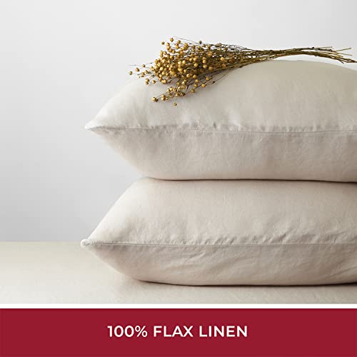 Mellanni 100% Linen Queen Sheets Set - Natural Linen Bed Sheets Set - Includes Linen Flat Sheet, Linen Fitted Sheet Queen And 2 Pillowcases - Fade, Stain And Shrink Resistant (Queen, Natural) #TOP1