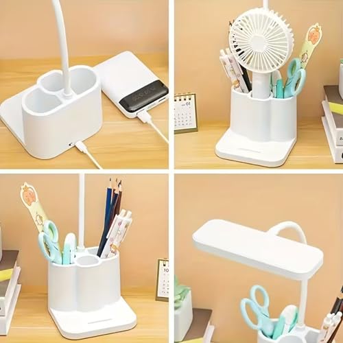 Image of Rechargeable LED Study Lamp for Students with Touch Control - Dimmable Brightness Eye-Care Desk Light, Portable Cordless Reading Lamp for Study Table, Bedroom & Office (Rectangular Design)