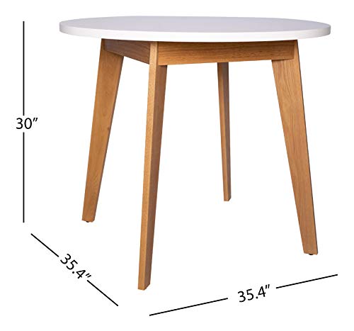 Amazon Brand - Rivet Noah Round Modern Ash Dining Table, White, 35.4"D x 35.5"W x 30"H