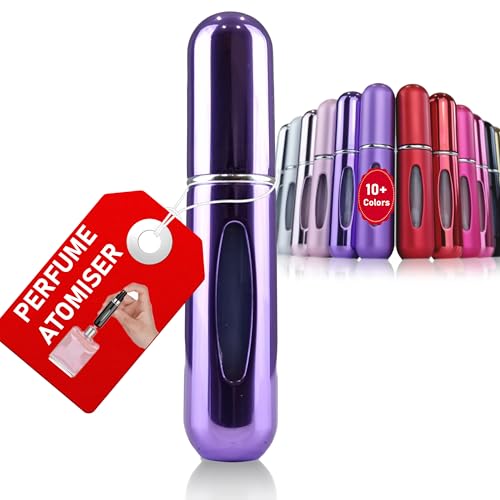 La Lune Parfümzerstäuber – Reise-Essential, nachfüllbare Parfüm-Reiseflasche, Zerstäuber-Sprühflasche (5 ml), 18 Farben (Violett (glänzend)