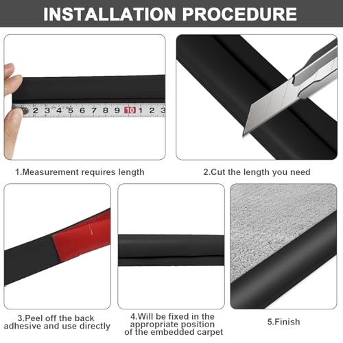 Selbstklebende Randleiste für Teppiche, 5m PVC Übergangsleiste Boden, Übergangsleiste von Teppich zu Holzboden, Übergangsprofil Selbstklebend für Fußmatte, Teppich