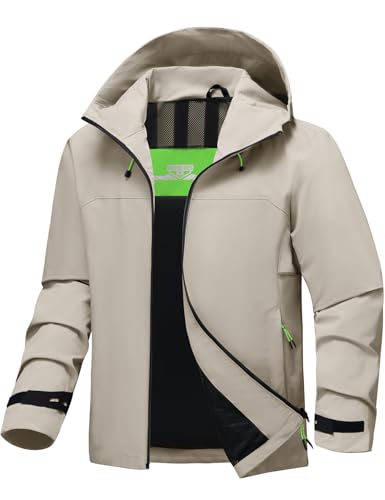 BANTREK Mens Rain Jacket Waterproof Lightweight Windbreaker Hooded