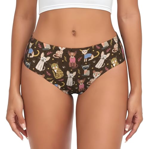 Buewutiry Artsy - Ropa interior elástica cómoda, diseño de gatos pintados, Negro , XXL