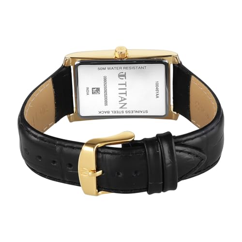 Image of Titan Regalia Allure Analog with Date and Black Dial Black Leather Strap Watch for Men - 10046YL01