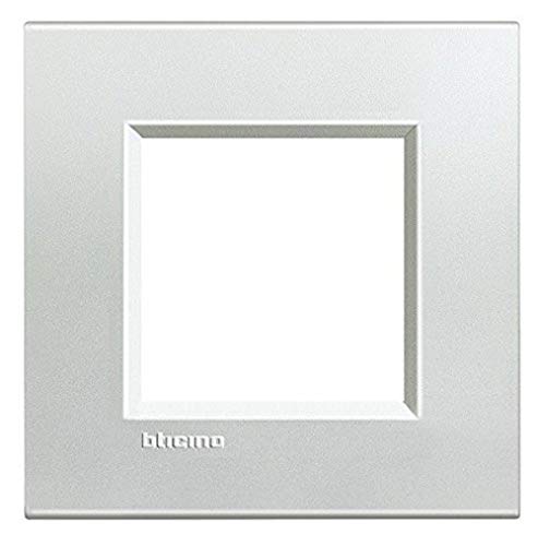Plaque 2 modules BTicino LNA4802AG finition argenté haute résistance