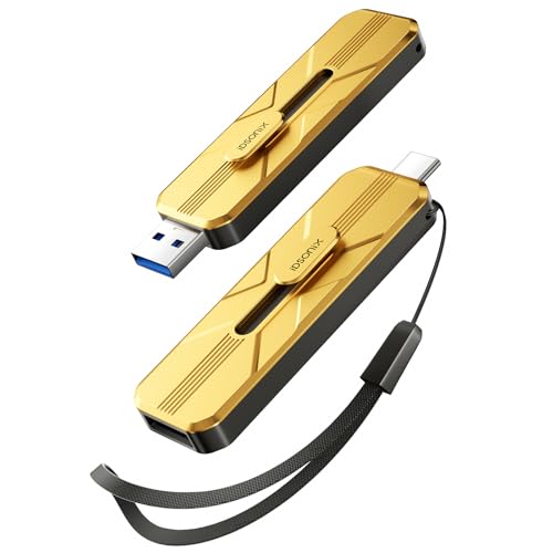 iDsonix USB Flash Drive 512GB Externe SSD, Up to 1073MB/s, Thumb Drive with 2 Ports USB A 3.2 + Type...