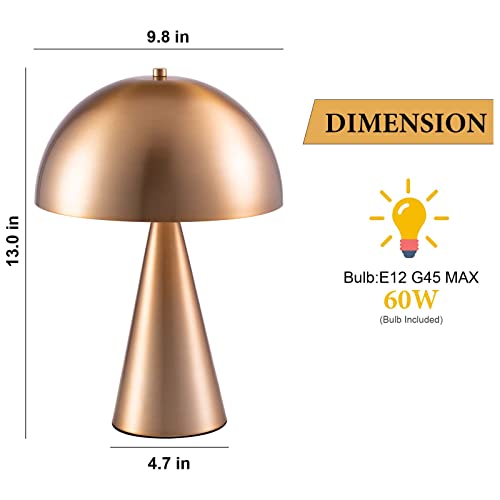 Coosa 14" Metal Table Lamp，Mushroom Shape Nightstand Lamp,Modern Accent Desk Lamp,Art Deco Dome Table Lamp For Bedroom Living Room Dining Room Bedside #TOP6