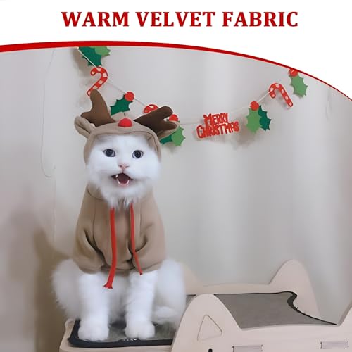 FYJCXCMP Hunde Weihnachtskostüm, Haustier-Elch-Kostüm, Niedliche Weihnachtskleidung, Hoodie für Hunde, Elch-Design (XL)