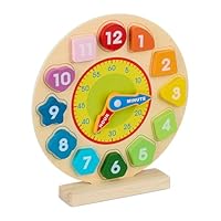 Relaxdays Lernuhr für Kinder, Spielzeuguhr aus Holz, Uhrzeit lernen, Kinder ab 3 Jahren, Kinderlernuhr, Schüleruhr, bunt