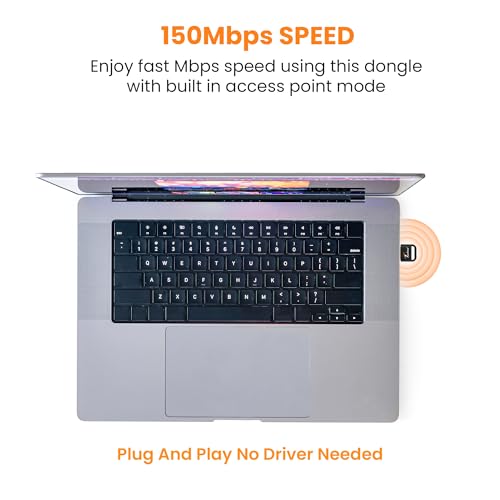 Image of Techie USB WiFi Adapter 150Mbps Nano WiFi Dongle for PC Laptop Desktop