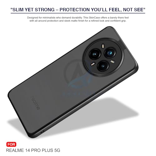 Image of AESTMO Realme 14 Pro Plus 5G Back Cover | 360 Protection | Matte Frosted Hard Back Translucent | Bumper Case for Realme 14 Pro Plus 5G (Smoke Black Matte PC+Black TPU Bumber)
