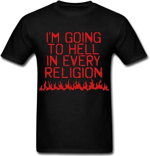 I'm Going to Hell in Every Religion Fire Flames T Shirt tee Black