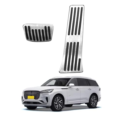 DUKLASSQ Car Pedal Covers for Lincoln Aviator 2020 2021 2022 2023 2024 2025, Auto Aluminum Gas Pedal Covers Accessories Replacement, Non-Slip Accelerator Brake Foot Rest Pedals(Set of 2)