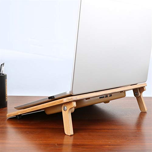 Base de refrigeración para laptop con ventiladores y estructura de bambú miniatura 3