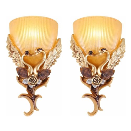 Qufute European Wall Sconces Antique Gold Light Fixtures Vintage Wall
