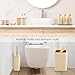 Bathroom Set 17PCS Beige Bathroom Accessories Set Bathroom Sets with Trash Can 3PCS Lotion Soap Dispenser, Toothbrush Holder,6PCS Wood Tags Bathroom Accessories for Kitchen Bathroom