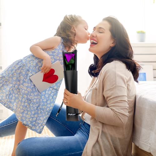 Miniatura 5 de Csyy Rosa Eterna, Rosa Eterna Púrpura Con Tallo Flores Preservadas Regalo San Valentín Dia De La Madre Flores Regalo Mama Navidad Púrpura