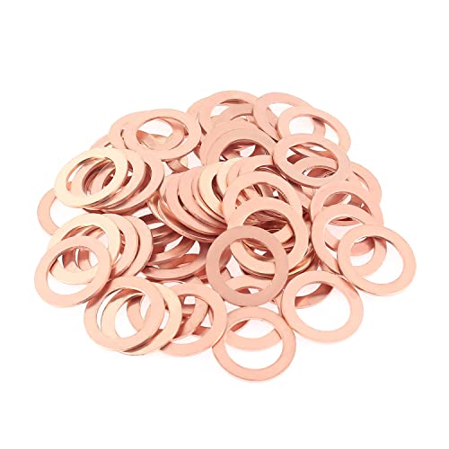 HELIFOUNER 100個 M12x18x1.0mm 銅ワッシャー、銅メトリックシーリングワッシャー、内径12mm、外径18mm、厚さ1.0mm