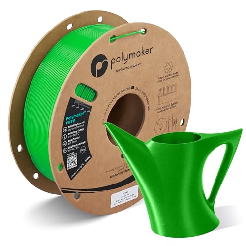 Image of Polymaker PETG Green 3D Printer Filament 1.75mm 1kg, High Speed PETG up to 300mm /s, High Strength New Formula, Excellent Layer Adhesion, Warp Free, Compatible with Most 3D Printers