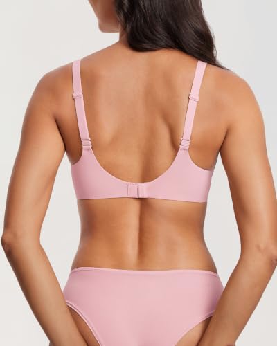Image of DOBREVA Women's Push Up T-Shirt Bra Padded Plunge | Seamless, Full Coverage, Smooth, Convertible Straps, Back Smoothing, Everyday, Sexy