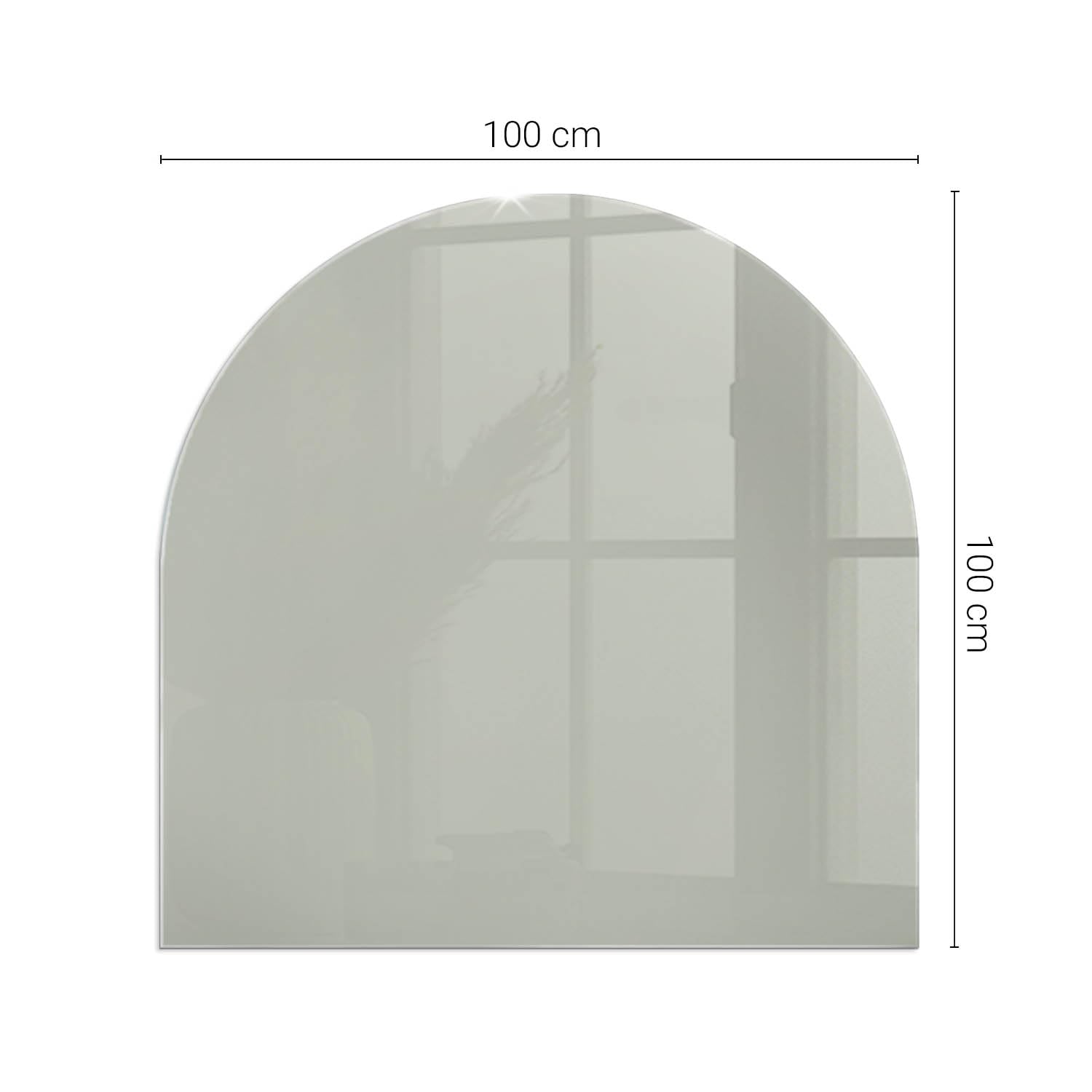 Piastra del Camino per il Soggiorno 100x100 cm di Vetro Temperato Protezione del Pavimento Resistente a Scintille Design Elegante Arco Resistente alle Alte Temperature - Colore Grigio-verde