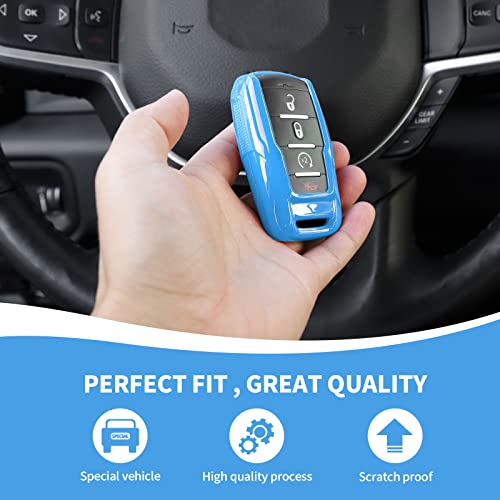 Image of RAZPOY for RAM Key Fob Cover, ABS Key Case Cover Holder Protector Compatible with for 2018-2023 Dodge RAM 1500 2500 3500, Light Blue