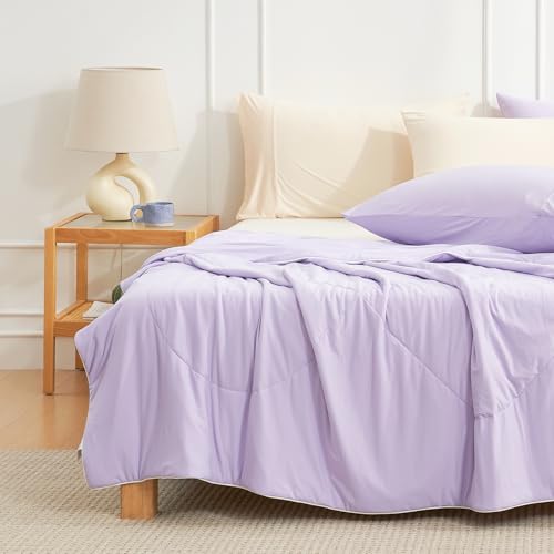 Cozy Bliss Cooling Comforter Twin Size, Cooling Blankets for Hot Sleepers and Night Sweats, Purple Summer Comforter for Twin Size Bed, Breathable Soft Lightweight Silk Smooth