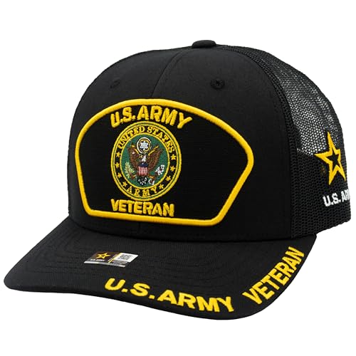Image of US Army Veteran Hat for Men Official Licensed Military Veterans Embroidered Patch Design Army Seal Adjustable Baseball Cap