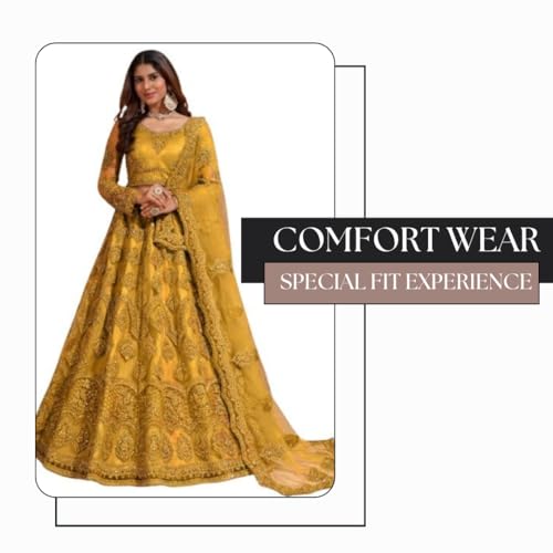 Image of ZAALIMA FASHION Women's Semi Stitched satin blend Lehenga Choli with Embroidered Pattern Unstitched Blouse and Dupatta Set | Women's Lehenga Cholis