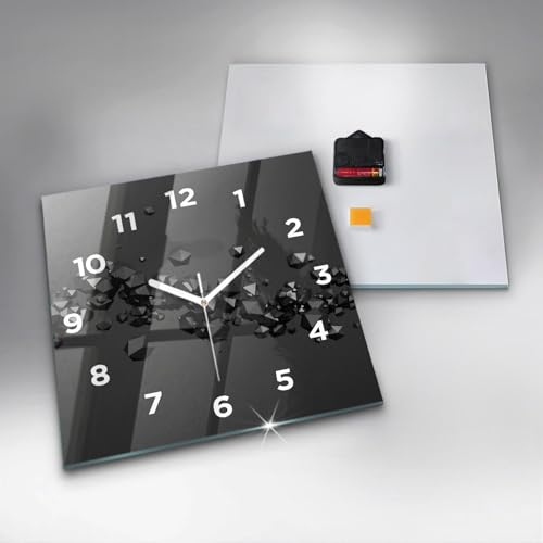 Horloge de qualité supérieure Wallfluent 30x30 cm au design abstraction noire - 5