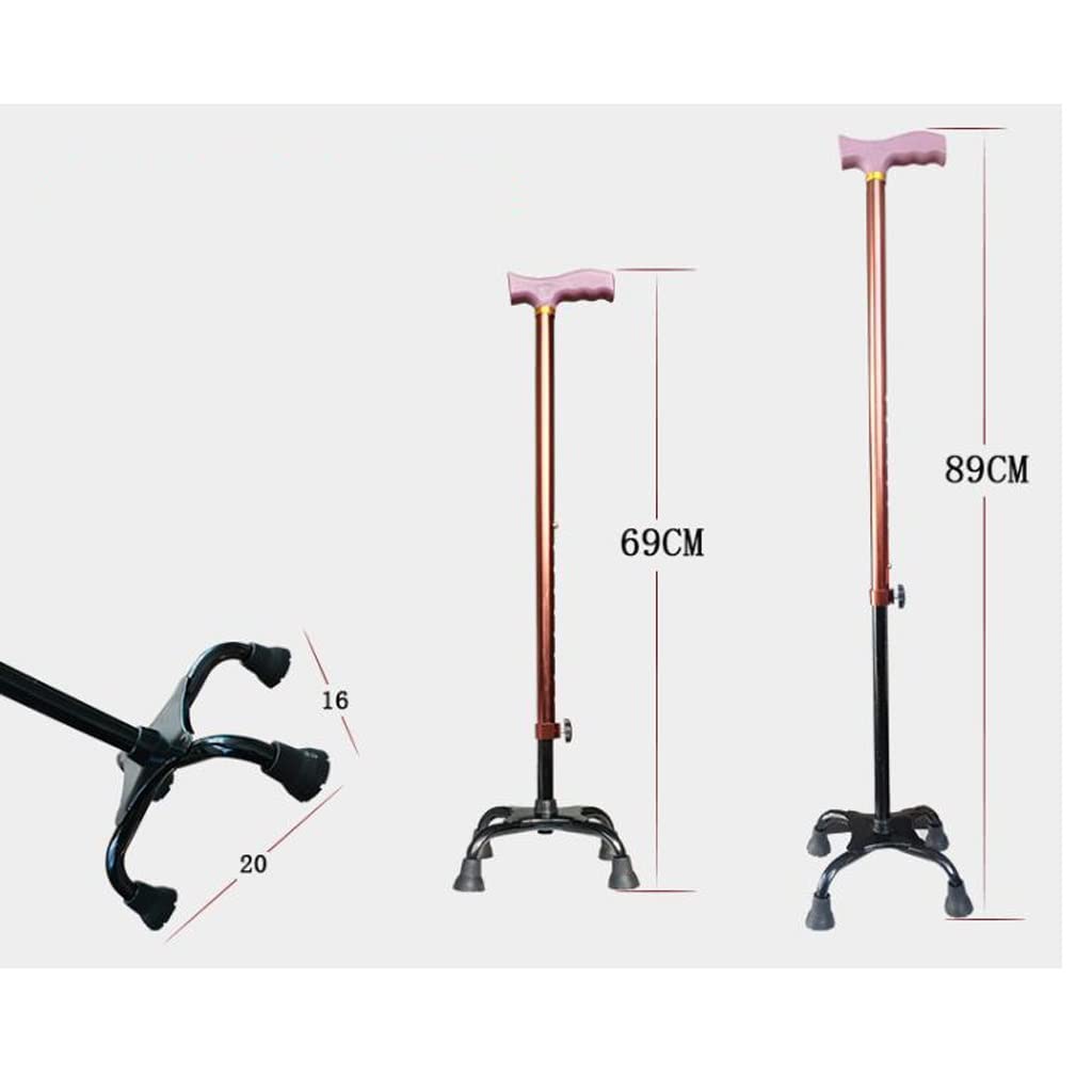GCX- Muletas for Ancianos Antideslizantes de Cuatro Patas, bastón Ligero for Ancianos, Almohadillas for pies, bastón Multifuncional for Caminar, bastón telescópico de Aluminio Firma