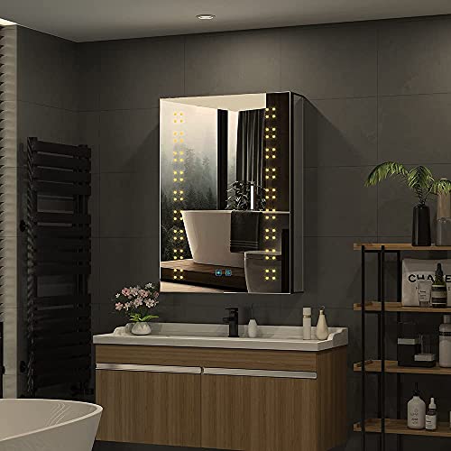 Tokvon® Sparklers LED Badkamerspiegelkast verlichte kasten met Shaver stopcontact 3-kleuren-LED Touch schakelaar Anti… - Image 3