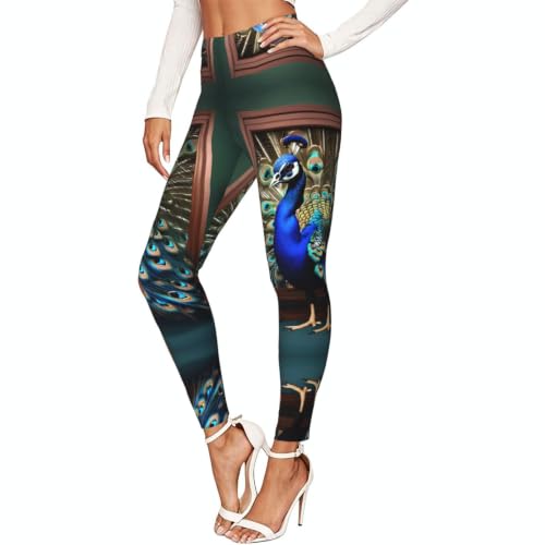 Leggings de compresión estampados para mujer mallas de pavo real suaves para entrenamiento