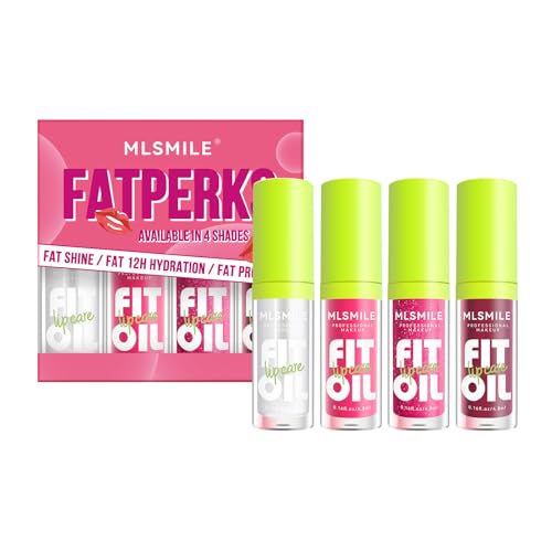 Lippenöl, 4 Stück Lippenöl Feuchtigkeitsspendendes Lip Glow Oil, Gloss Lip Plumper Transparenter Lipgloss, Aufpolsternde und feuchtigkeitsspendende Wirkung