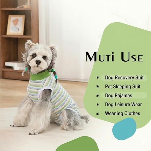 Image of Dog Surgery Recovery Suits, Sleeveless Dog Recovery Suit Female, E-Collar & Cone Alternative Surgical Suit for Small and Medium Dogs After Surgery, Striped Dog Onesie Pajamas