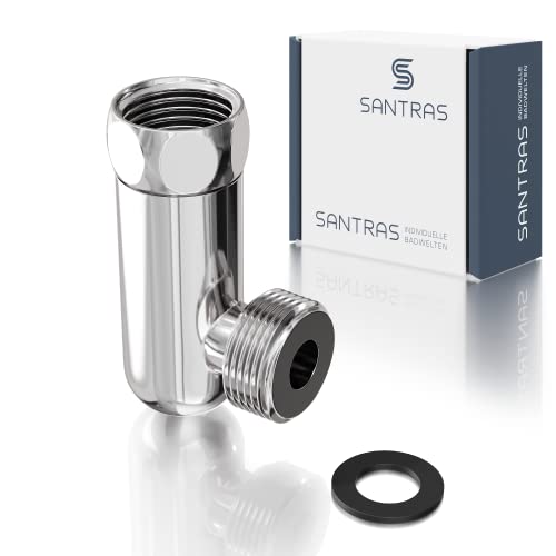 SANTRAS® Robinet de vidange DELUXE pour l'évacuation de l'eau stagnante dans le tuyau de douche en chrome - Robinet de vidange chromé pour l'évacuation du tuyau de douche FABRIQUÉ EN ALLEMAGNE