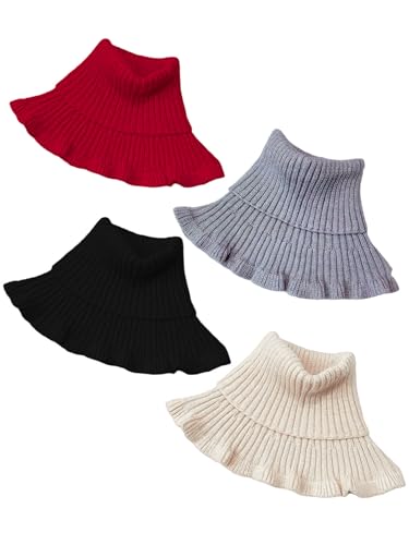 4 Pieces Winter Turtleneck Dickey Collar, Unisex Cotton Simple Dickey Collar, Detachable Fake Collars Mock High Turtleneck Di3