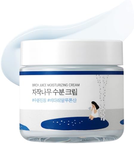 ROUND LAB Birch Juice Moisturizing Cream (80 ml), 48-Hour Deep Hydrating Face Moisturizer & Vita Hyaluronic Acid for Acne-Prone Skin, Reduces Sebum, Oil, Blackheads, Korean Skin Care