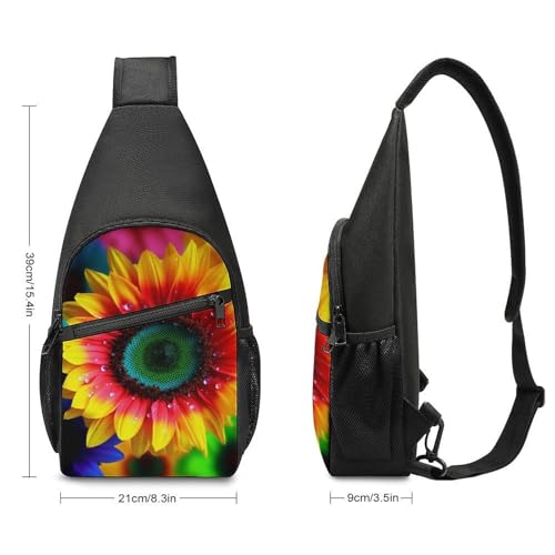 Mochila pequeña Rainbow Sunflower blanca tipo sling miniatura 2