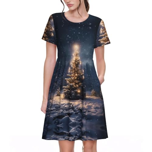 Robe d'été contre la chaleur décontractée à motif sapin Noël