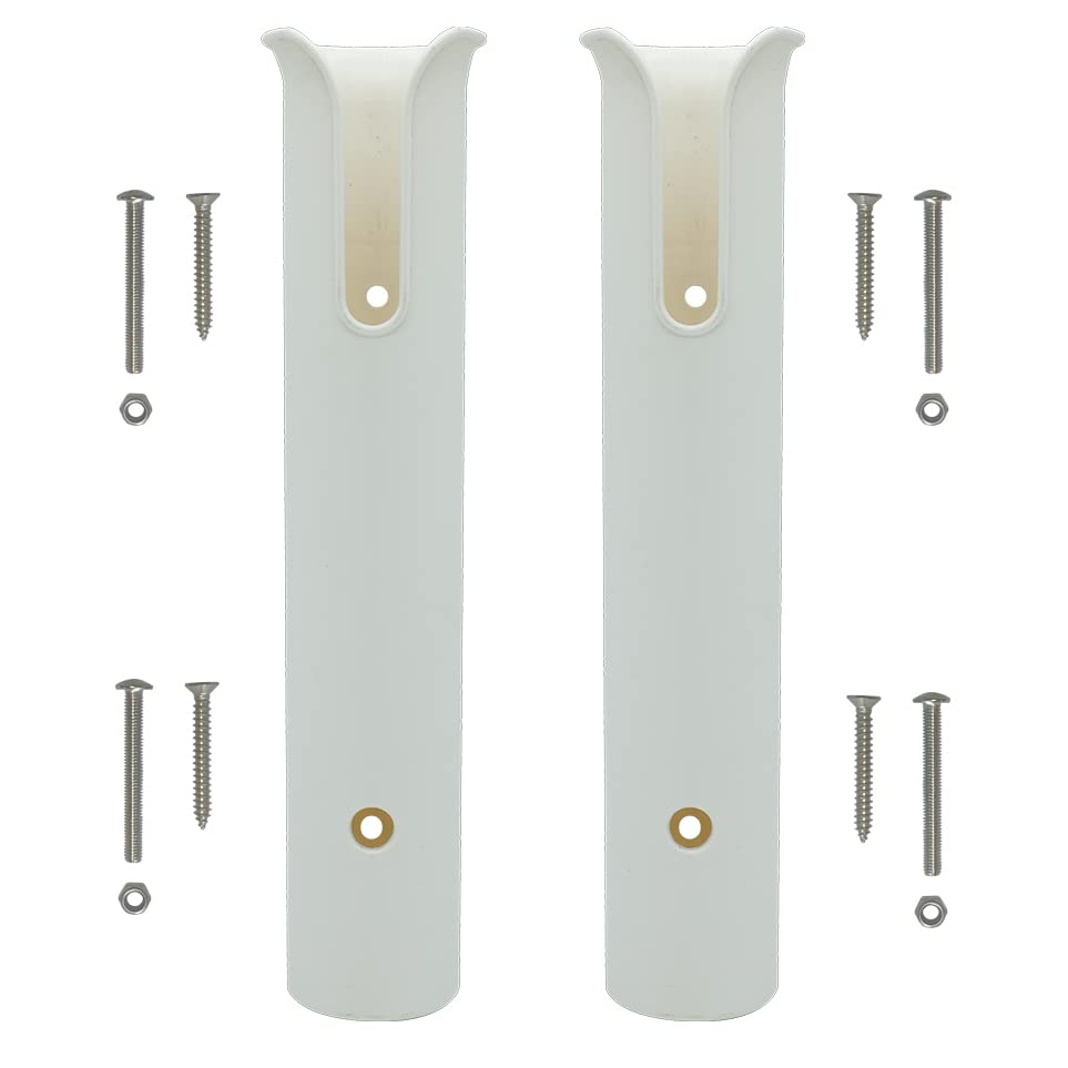 HiUmi Fishing Rod Holder Racks Bracket Wall Mounted Boat Side Mount Tool Holder Tube Links with Screws 2/4/6 Pole Tube (2-TUBE White)