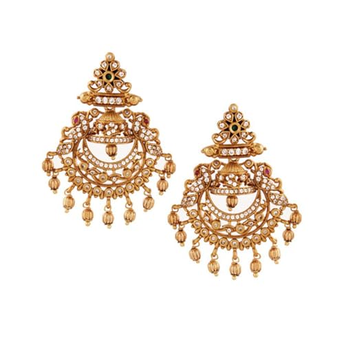 Image of Rubans Chandbali Earrings Gold Plated Traditional Pearl Detailed Jewellery Gift for Women & Girls