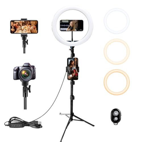 Rukk© Aro de Luz con Tripode | 10” 3 Modos con Control Remoto 10 Brillos Regulables| Anillo de Luz para Movil| Ring Light |TikTok, Maquillaje, Selfie, Streaming, Youtube, Twich Live
