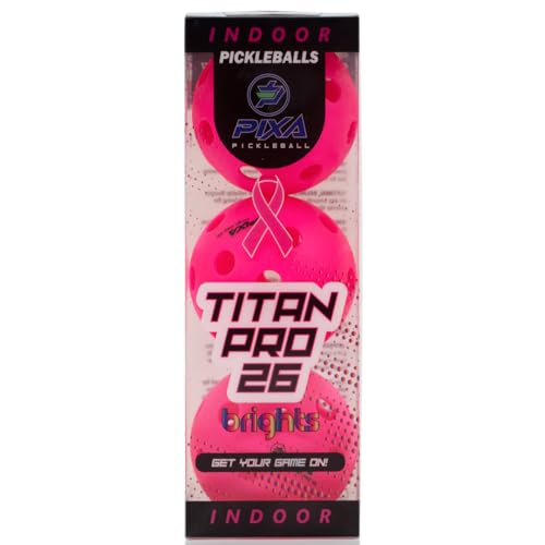 PIXA Titan Pro 26 Brights Indoor Pickleball Ball - USAPA Approved, New Enhanced Durability, Consistent Bounce – Pickled Pink – 3 Pack
