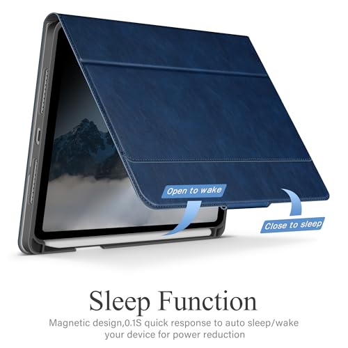 auaua Case for iPad mini 7 (A17 Pro), iPad mini 7th/6th Generation (2024/2021 8.3-inch), with Front Pocket Pencil Holder, Typing Angle Muti-Stand Magnetic Closure Auto Sleep/Wake (Blue) by auaua - Image 9