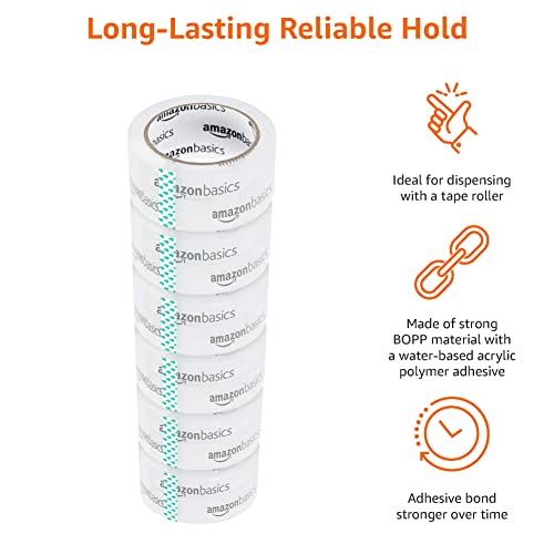 Amazon Basics Packing Tape, Designed For Moving, Storage And Packing, Shipping And Mailing, 1.88-Inch Wide X 54.6 Yards, Crystal Clear, 6-Pack #TOP3