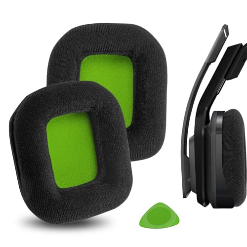 Repuesto Geekria Almohadillas de Oreja Comfort Velour compatibles con auriculares Astro Gaming A20, cojines de oído (Negro Verde) miniatura 1