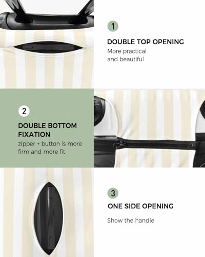 Beige Stripes Travel Luggage Cover, Abstract Geometric Cream Anti-scratch Travel Suitcase Protector Covers, Washable Elastic Baggage Covers Fit 26-28 Inch Carry on Luggage2