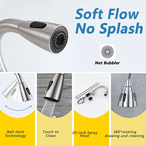 Welan Wasserhahn Küche,Küchenarmatur Ausziehbar Brause 360° Drehbar Spültischarmatur küche Mischbatterie Küche Mit 2 Strahlarten Wasserhahn Küche Ausziehbar - Image 5